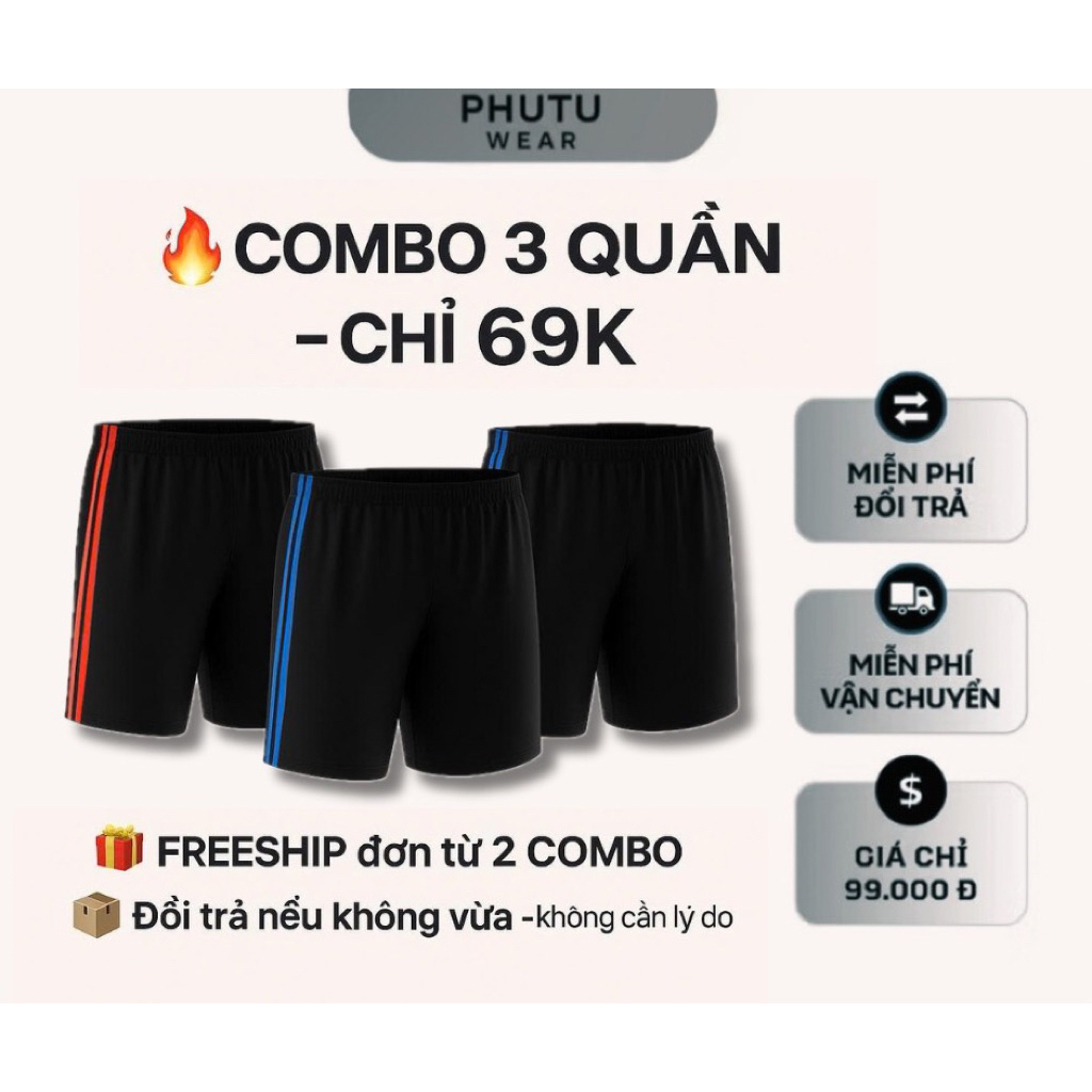 DEAL GIÁ RẺ: 3 QUẦN ĐÙI NAM BÓNG ĐÁ CHỈ 69K– FREESHIP 0Đ
