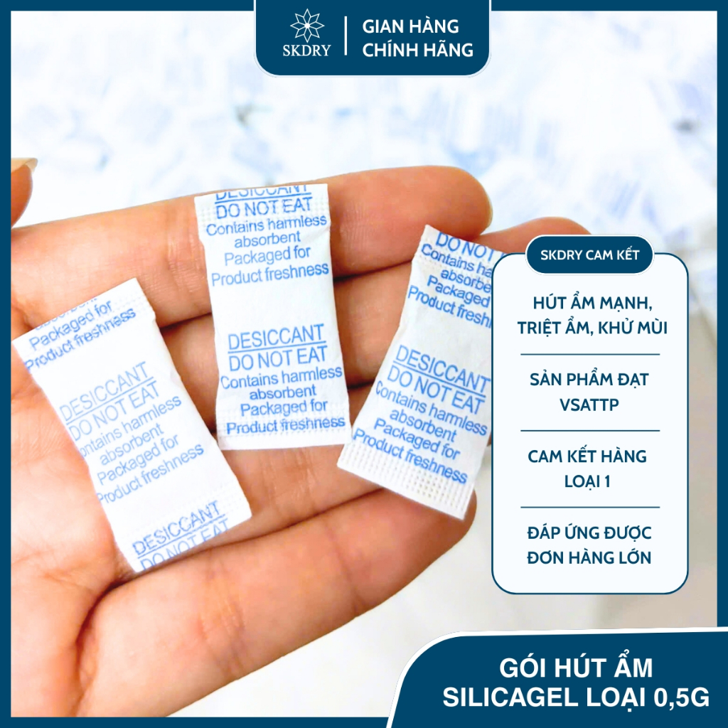 GÓI HÚT ẨM SILICAGEL LOẠI NHỎ NHẤT 0,5g - chống ẩm mốc quần áo, giày dép, thực…