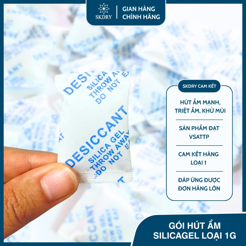 GÓI HÚT ẨM SILICAGEL LOẠI 1g - chống ẩm mốc quần áo, giày dép, thực phẩm, linh kiện, dược phẩm,.... khử mùi, hút ẩm