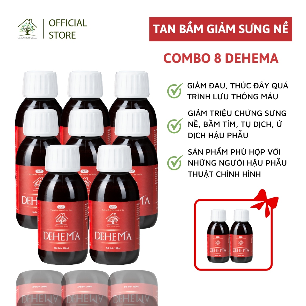 [MUA 8 TẶNG 2] COMBO 8 TPBVSK hỗ trợ tan bầm giảm sưng nề Dehema 100ml dành cho PTTM xâm lấn sâu - H