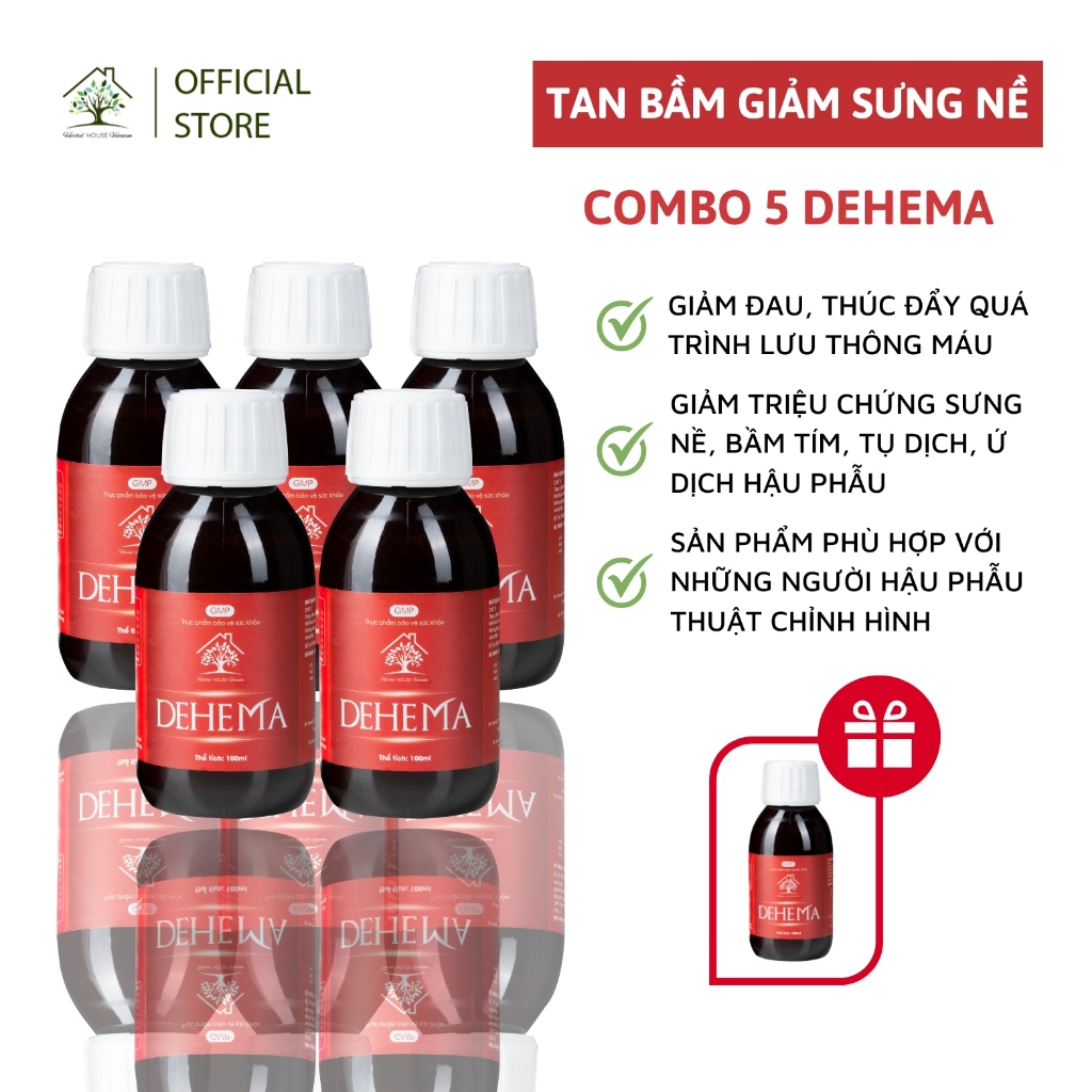 [MUA 5 TẶNG 1] COMBO 5 TPBVSK hỗ trợ tan bầm giảm sưng nề Dehema 100ml dành cho PTTM xâm lấn nhẹ - H