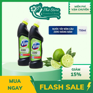  Combo 2 Chai Nước Tẩy Rửa Bồn Cầu   Gel Tẩy Bồn Cầu Vim Zero Diệt Khuẩn - Chai 750ML 