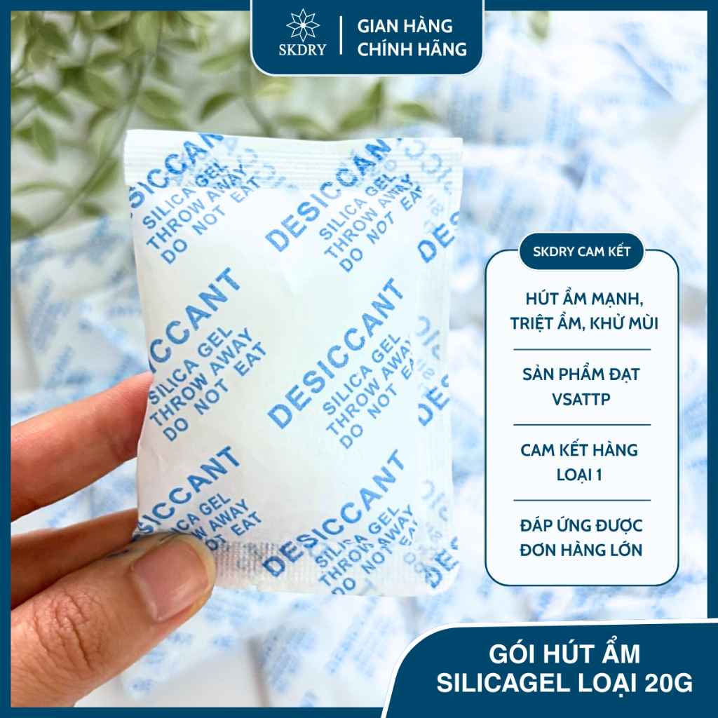 [HÚT ẨM MẠNH] GÓI HÚT ẨM SILICAGEL LOẠI 20g - chống ẩm mốc, khử mùi giày dép, tủ quần áo, máy ảnh, linh kiện điện tử..