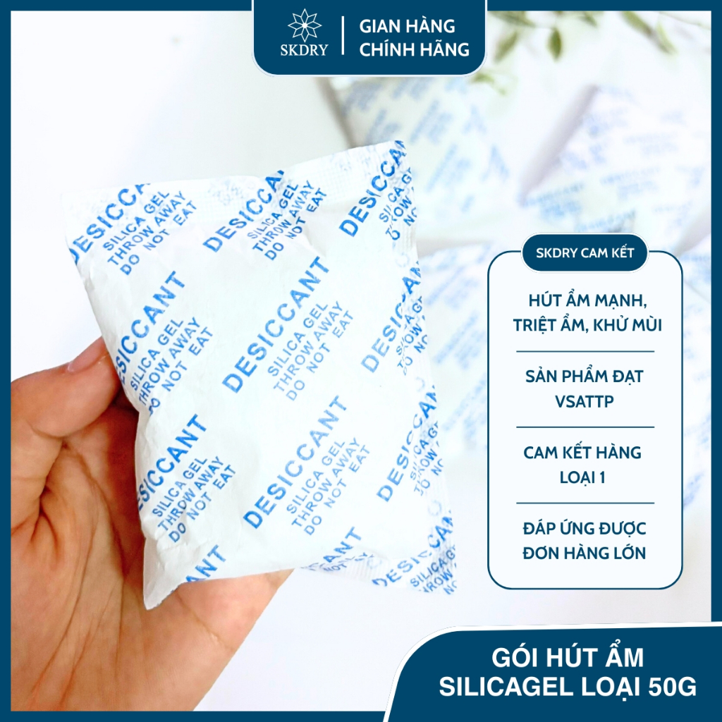 GÓI HÚT ẨM SILICAGEL LOẠI 50g - chống ẩm mốc máy ảnh, khử mùi giày dép, tủ quần áo, sách vở, tủ gia vị, linh kiện,...