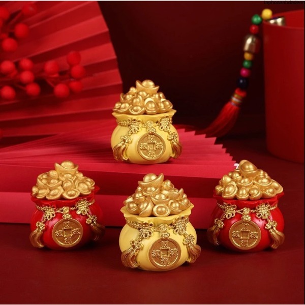 SET 3 Hũ Tài Lộc May Mắn Đặt Ban Thần Tài, Ông Táo ( Màu Đỏ, Màu Vàng)