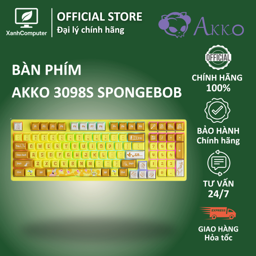 Bàn phím AKKO 3098S SpongeBob - Hàng chính hãng