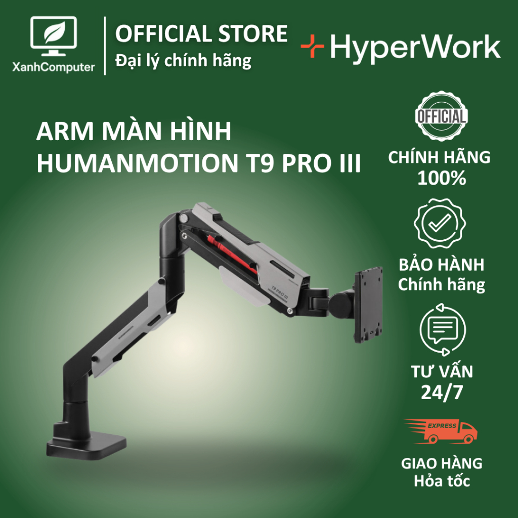 Arm màn hình Human Motion T9 Pro III - Nâng màn 24 - 57 inch Chính hãng bảo hành 2 năm