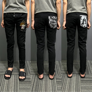  Quần bò jean nam đen trơn túi hoạ tiết Đ G ,đen trơn dập nhăn 4 cúc form dáng skinnny ôm boy phố   được ktra hàng  