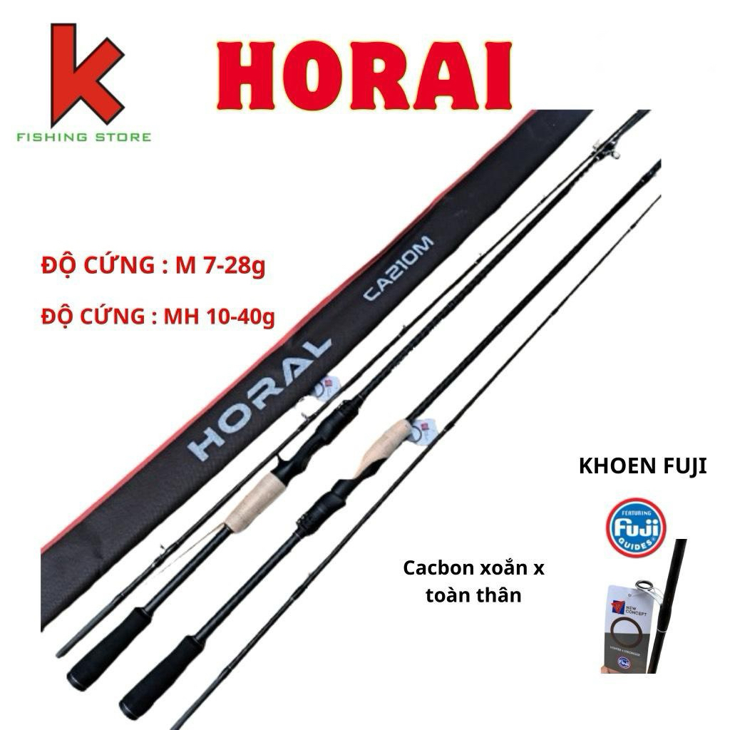 Cần Câu Cá Horai HR chính hãng phiên bản 2025 phôi xoắn X ,khoen Fuji chuyên câu lure