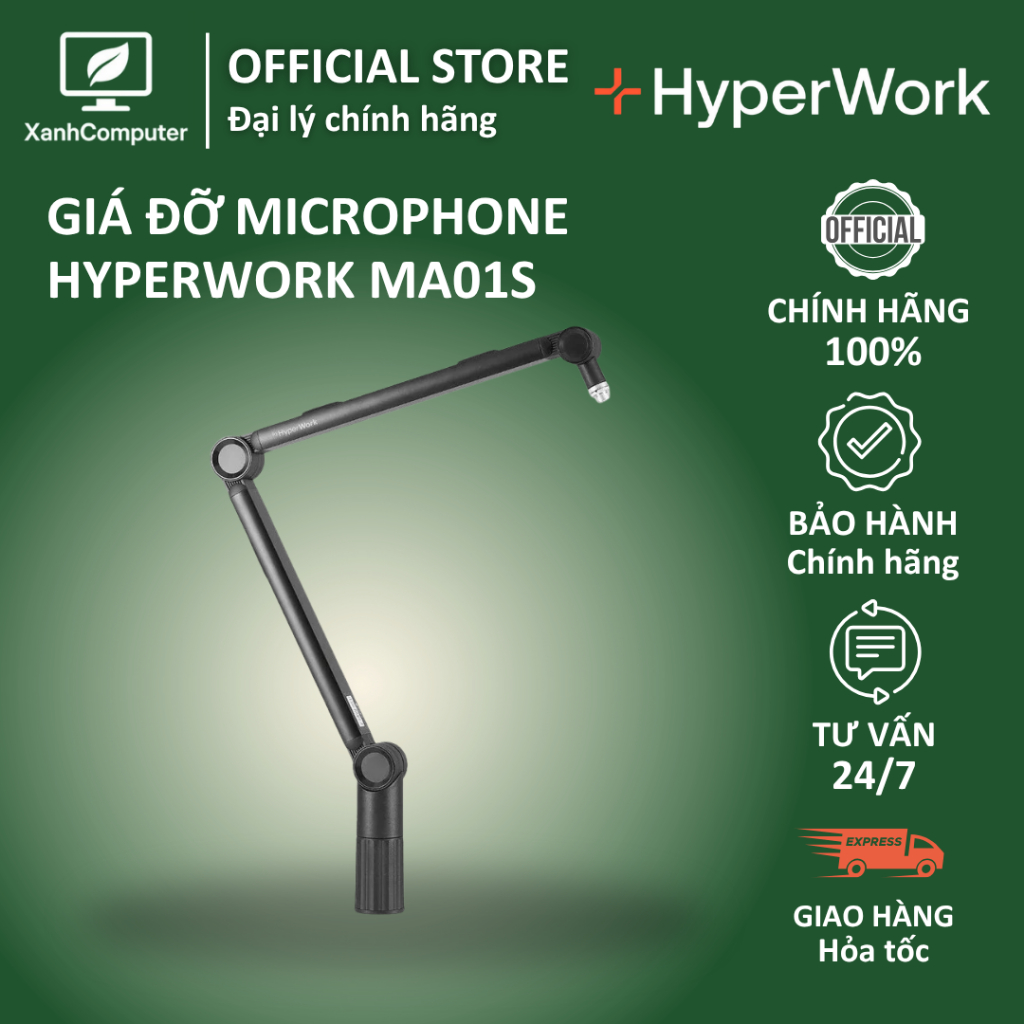 Giá Đỡ Microphone 𝗛𝘆𝗽𝗲𝗿𝗪𝗼𝗿𝗸 | MA01S Nhôm Bền Bỉ