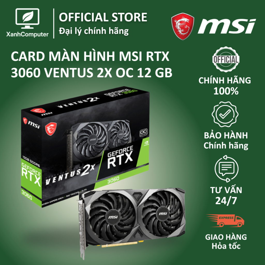Card màn hình MSI RTX 3060 VENTUS 2X OC 12 GB - Hàng chính hãng