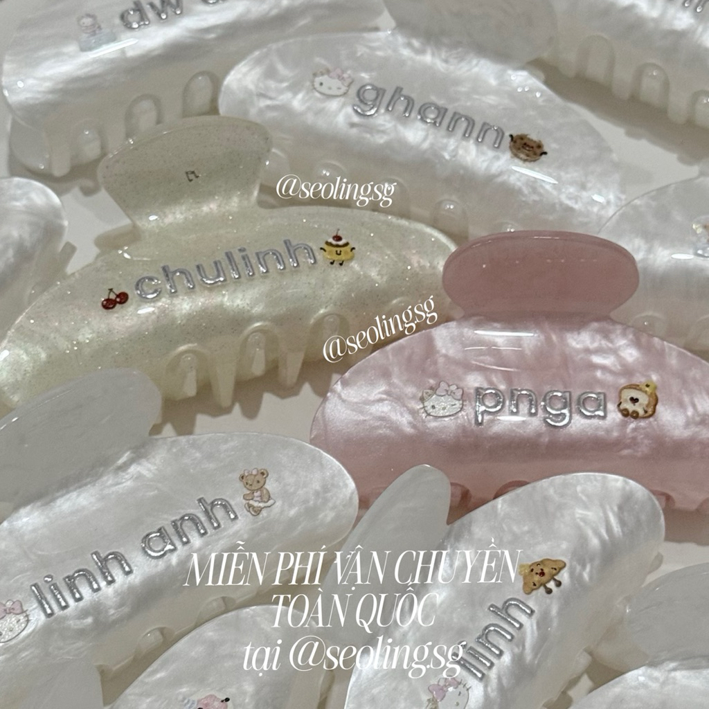 [FONT NHƯ ẢNH] KẸP CUSTOM xà cừ cổ điển basic kẹp custom theo yêu cầu MIỄN PHÍ STICKER theo sở thích