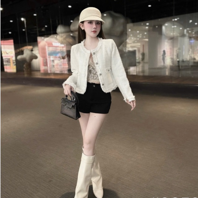 (TẾT2026) Áo dạ tweed bling cổ tròn mã 8852
