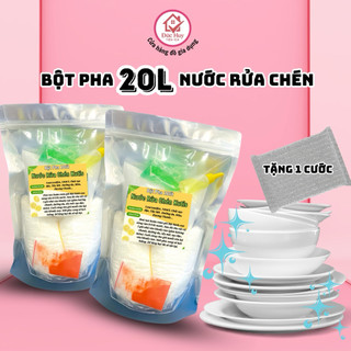   COMBO  Bột Pha 20Lít Nước Rửa Chén Hương Chanh Đậm Đặc 