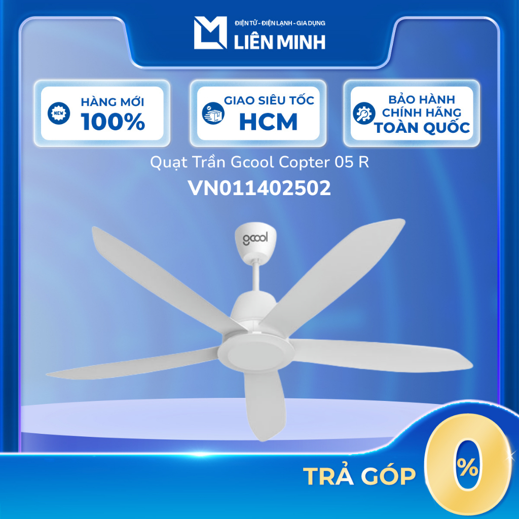 Quạt Trần Gcool Copter 05 R - 5 Cánh, Điều Khiển Từ Xa - VN011402502 (Trắng) / VN011402503 (Ghi Bạc)