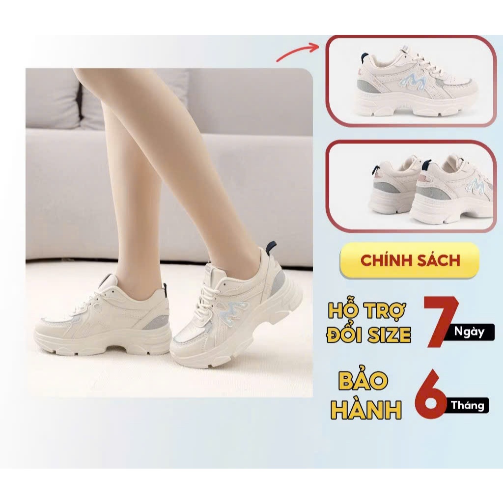 Giày thể thao nữ đế độn -Sneaker nữ 2025- Giày nữ độn đế nâng chiều cao 5cm MSP MM