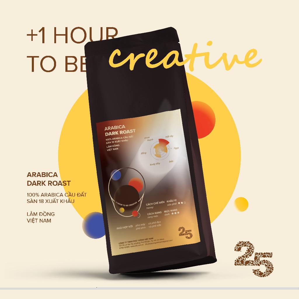 250 Gram Dùng Thử - Cà Phê Arabica Dark Roast - 25 Coffee