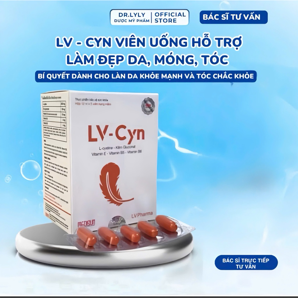 Viên Uống LV Cyn Đánh Bay Thâm Mụn, Sáng Da, Dẹp Da, Móng, Tóc  hộp 6 vỉ x 10 viên I Dược Mỹ Phẩm Ly