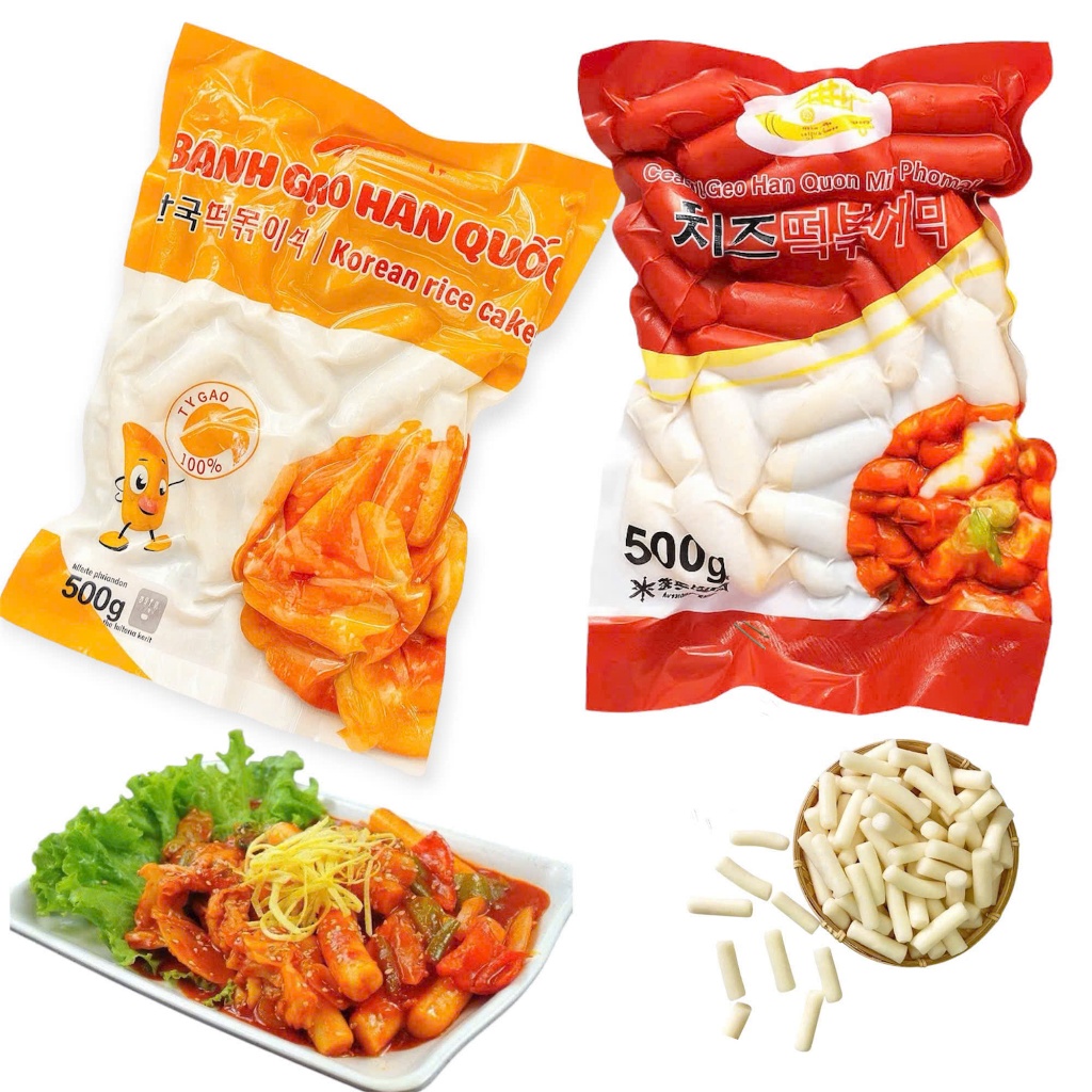 (Bánh gạo tokbokki nhân phô mai 500G) bánh tok truyền thống