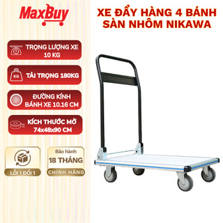 Xe đẩy hàng Nikawa FWS-180 tải trọng 180kg sàn nhôm có tay cầm gấp gọn, công nghệ Nhật Bản, bảo hành 18 tháng