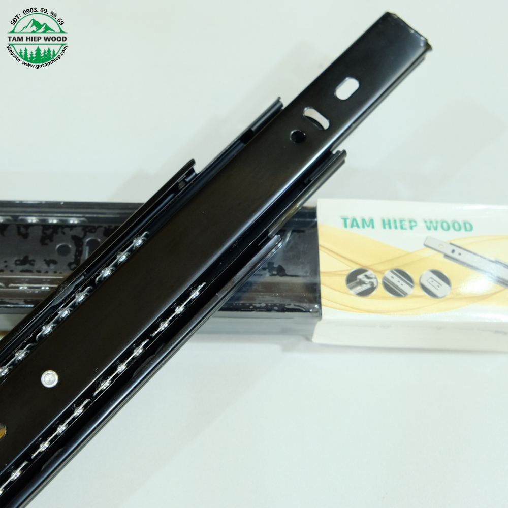 Ray bi trượt 3 tầng sơn tĩnh điện đen, ray bi 3 tầng Tam Hiệp Wood