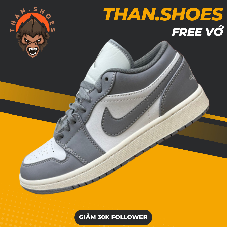 Giày Sneaker JD1 Low Vintage Grey, JD1 Cổ Thấp Xám - Than.Shoes