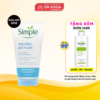  Sữa Rửa Mặt Simple Dưỡng Ẩm Dành Cho Da Khô Micellar Gel Wash 150ml 