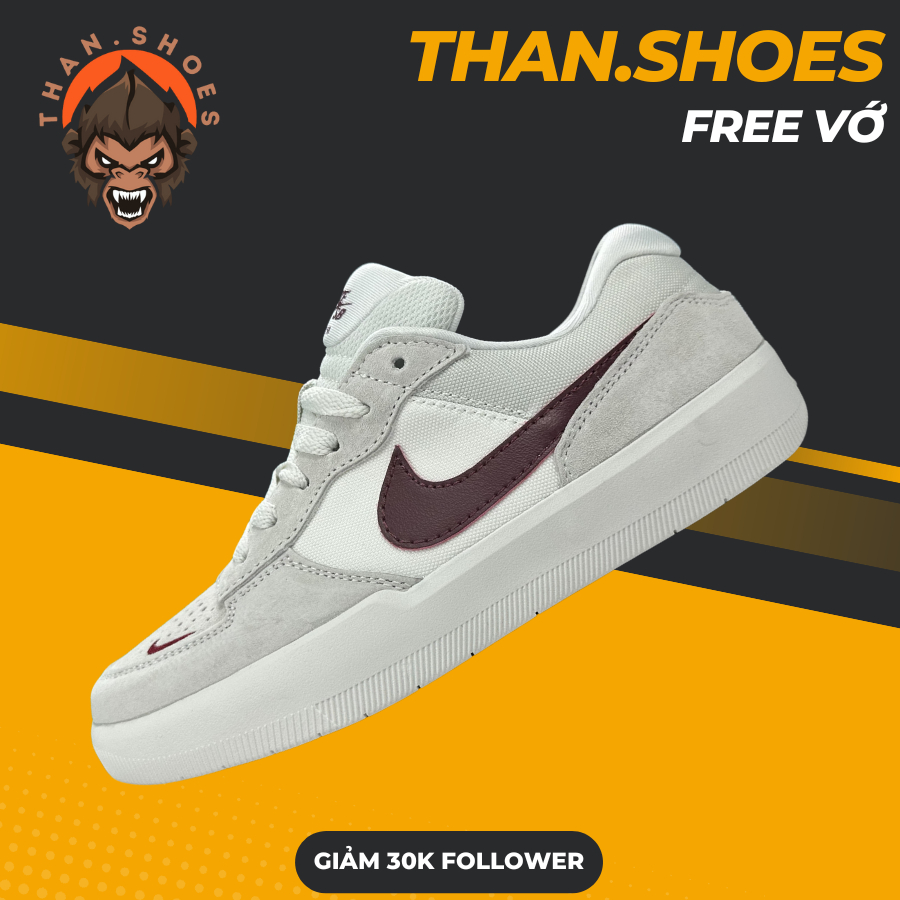 Giày Sneaker SB Force 58 Light Smoke Burgundy SB 58 Đỏ Xám Da Lộn - Than.Shoes