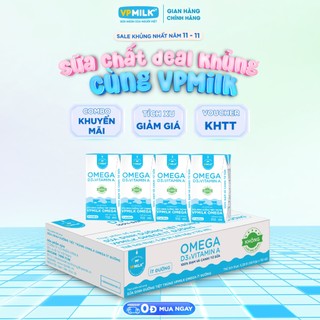  Sữa Dinh Dưỡng Tiệt Trùng VPMilk Omega ÍT ĐƯỜNG dạng HỘP 110ml  thùng 48 hộp  