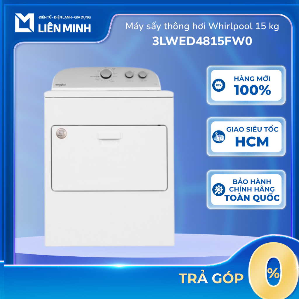 3LWED4815FW0 - Máy Sấy Thông Hơi Whirlpool 15 Kg