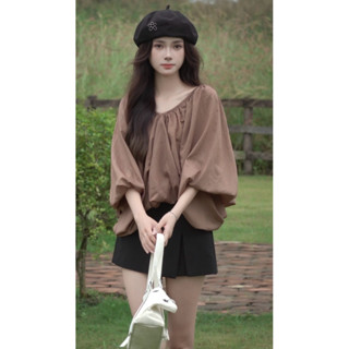   SMOR.VN  Áo blouse phong cách bubble tay phồng vải kate BREE 