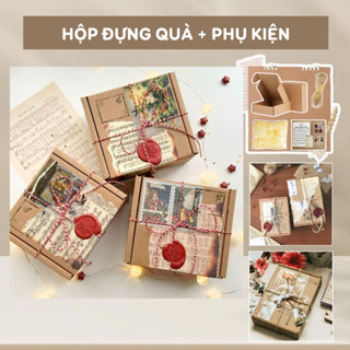 Set hộp quà carton 3 lớp nắp gài phong cách vintage sang trọng đựng quà tặng sinh nhật lễ kỷ niệm quà handmade Gọn Gàng
