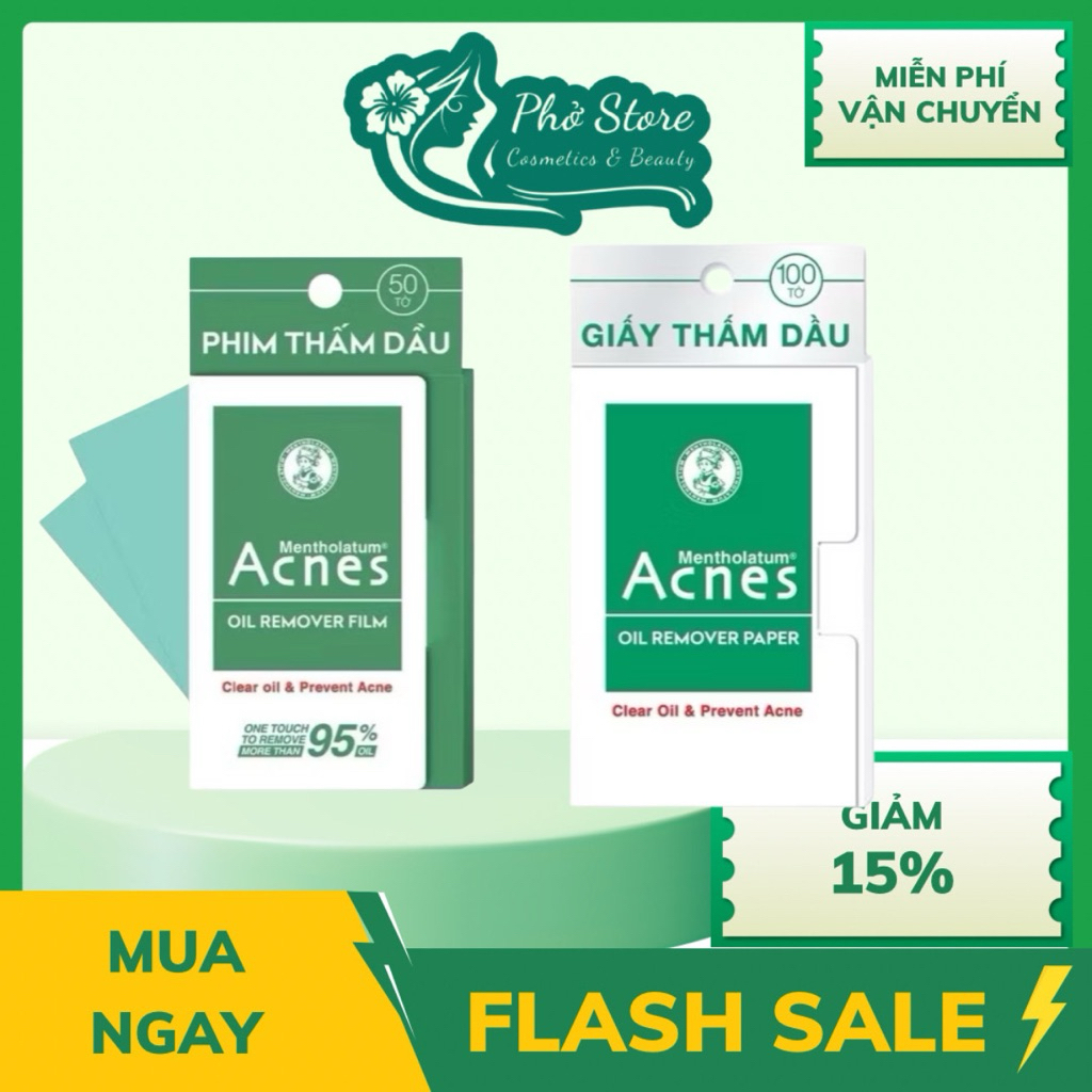 Giấy thấm dầu, Phim thấm dầu kiểm soát nhờn, ngừa mụn Acnes Oil Remover Paper 100 tờ