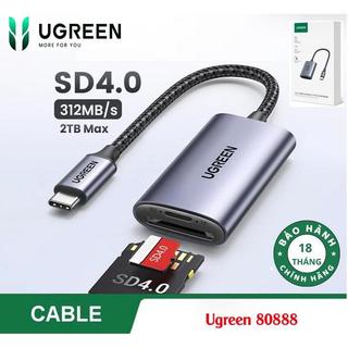 Đầu đọc thẻ SD/TF Ugreen 80888 CM401(USB C 3.1 truyền dử liệu 5Gbps,đọc thẻ 2TB) Vỏ Nhôm Cao Cấp