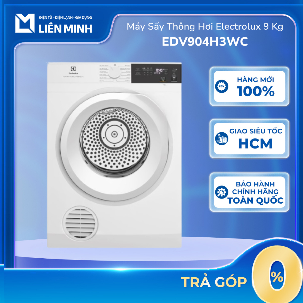 EDV804H3WC (8Kg) / EDV904H3WC (9Kg) Trắng - EDV904N3SC Xám (9Kg) - Máy Sấy Thông Hơi ELECTROLUX [Gia