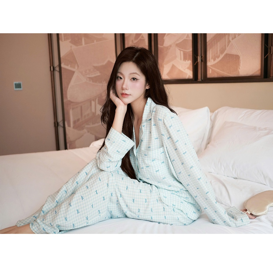 [ ƯU ĐÃI 8/3 ] Bộ ngủ dài tay thu đông nữ họa tiết dễ thương chất liệu đũi cotton cao cấp , Bộ ngủ mặc nhà Pyjama | BigBuy360 - bigbuy360.vn