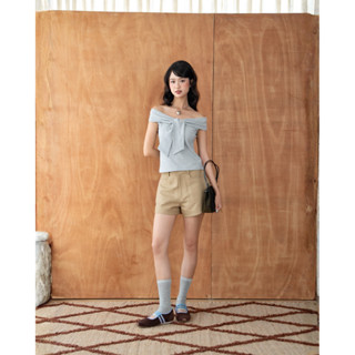   Hỏa tốc HCM  Quần short kaki nữ lưng cao phối túi Lurie Short – Sibling House 