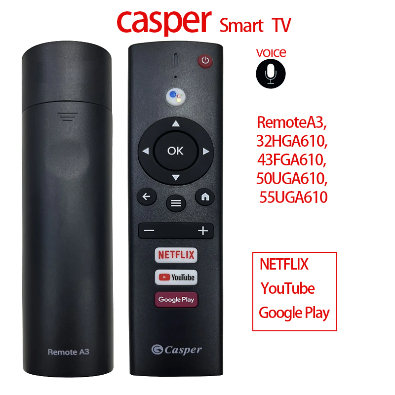 Casper A3 (Nói 3 nút dọc) - Remote Voice cho tivi Casper 32HG610, 43FGA610, 50UGA610, 55UGA610