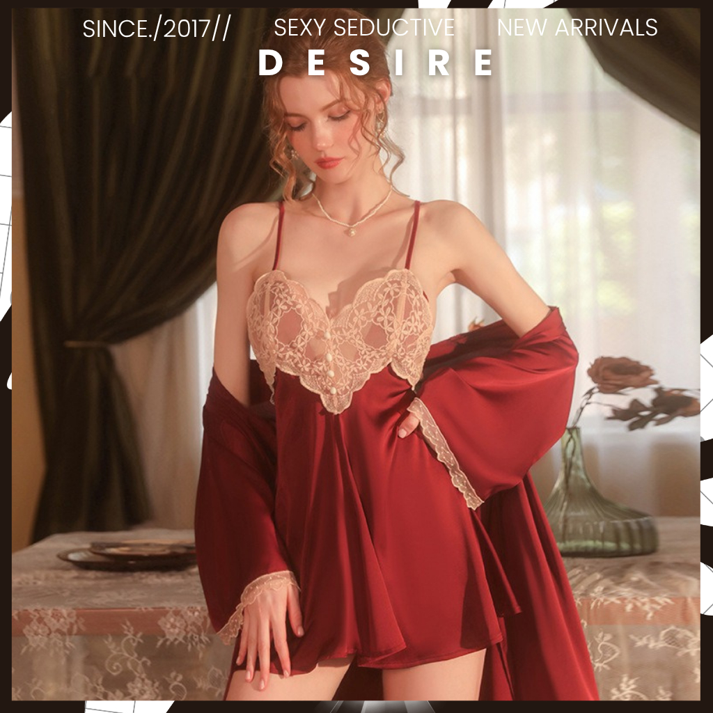 Váy ngủ Lụa satin phối ren hoa sexy gợi cảm DESIRE STORE VN-1854