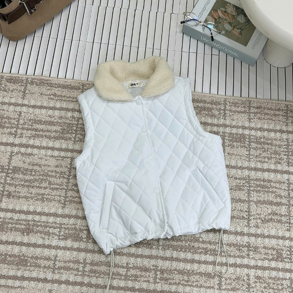 EMLYvn - Áo Gile Phao Nữ Cổ Lông Trần Bông Cao Cấp, Áo Khoác Gile Phao Hàn Quốc Mùa Đông 2025 | BigBuy360 - bigbuy360.vn