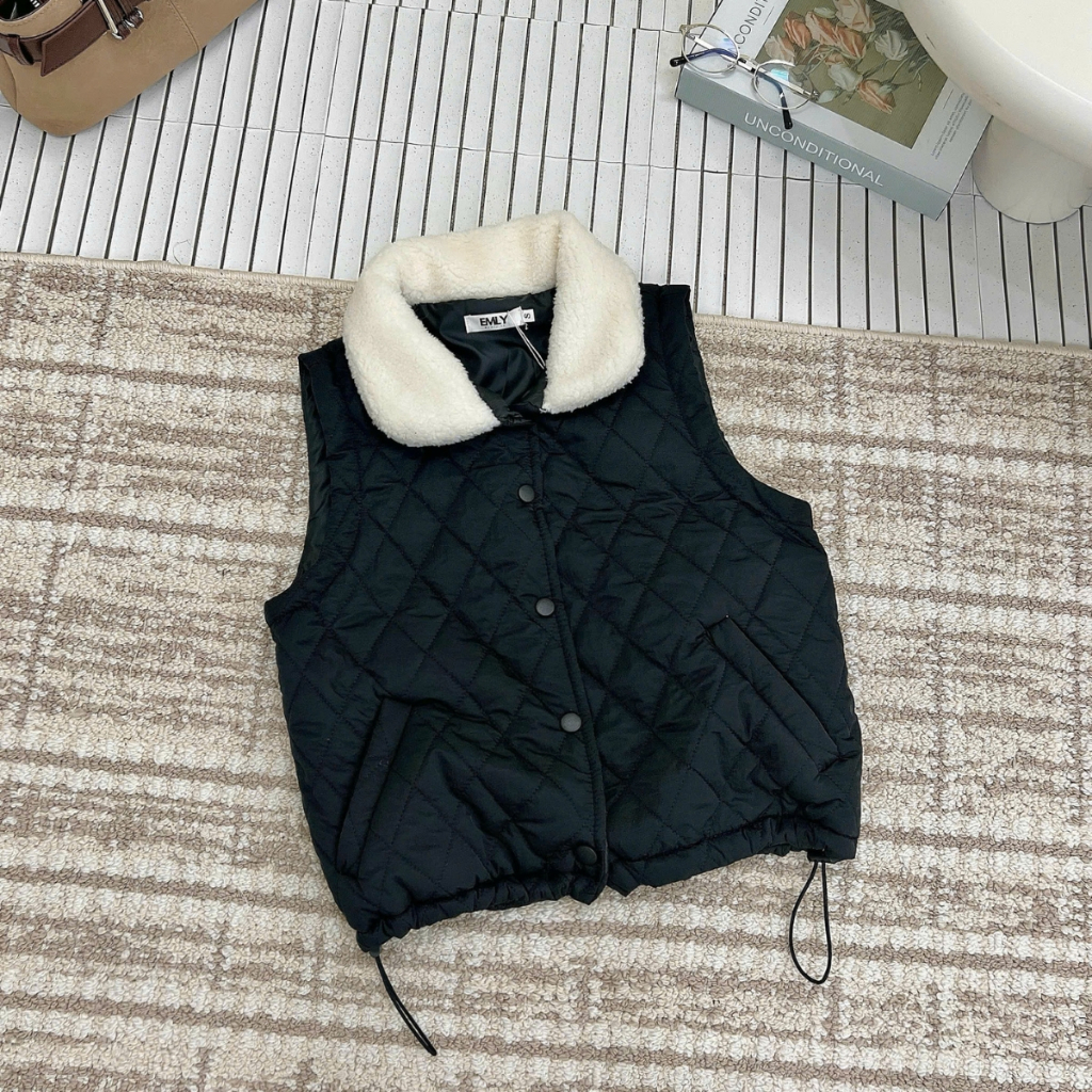 EMLYvn - Áo Gile Phao Nữ Cổ Lông Trần Bông Cao Cấp, Áo Khoác Gile Phao Hàn Quốc Mùa Đông 2025 | BigBuy360 - bigbuy360.vn