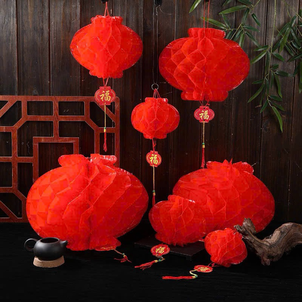 [GIÁ SỈ] Combo 50/100 Cái Lồng Đèn Nilong Đỏ,lồng đèn tổ ông,lồng đèn lụa Treo Trang Trí Tết 2026.Bị