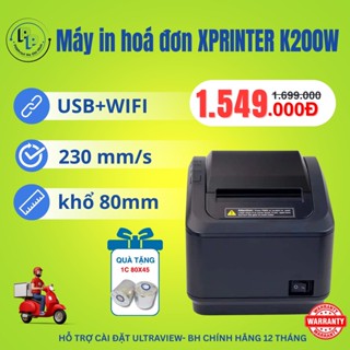   IN WIFI KHÔNG DÂY  Máy in biil chốt live XPRINTER K200W khổ 80mm kết nối USB+WIFI máy in hoá đơn tính tiền không dây 