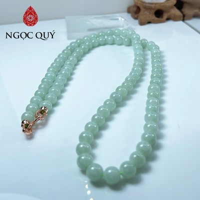 Chuỗi cổ cẩm thạch A - Chuỗi phỉ thúy xanh táo hạt 8mm type A - Ngọc Quý