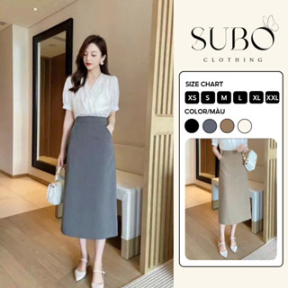  Chân Váy Công Sở Suông A SUBO Hàng Loại 1 Dài 75cm  2 Túi Chéo Xẻ Tà Sau Bên Trong Có Lớp Lót Cao Cấp Sang Trọng. 