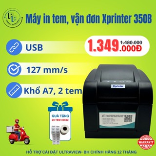  Máy in tem nhãn mã vận đơn XPRINTER 350B khổ A7 kết nối máy tính điện thoại máy in đơn vận chuyển tem giá vàng 