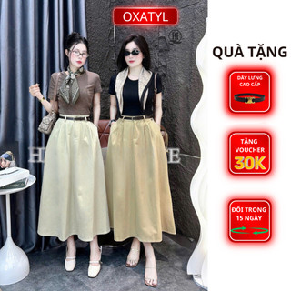    CHÂN VÁY QUẢNG CHÂU- CAO CẤP - Chân váy thô dài dáng váy xoè OXATYL V987 mặc đi chơi đi làm 
