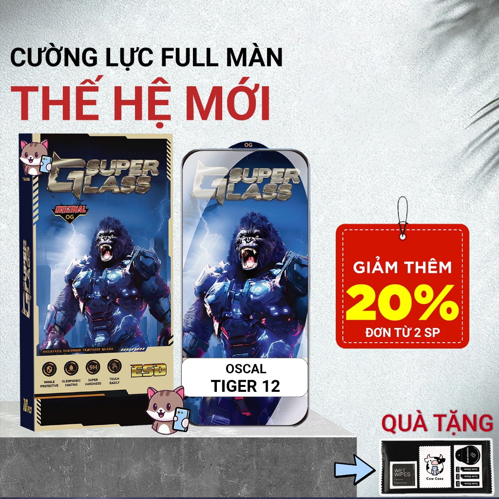 Cường lực Oscal Tiger 12 Meocase PREMIUM full màn | Miếng kính dán bảo vệ màn hình cho Oscal