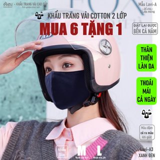  Khẩu trang vải cotton Azumikichi đeo văn phòng công sở khẩu trang 2 lớp mỏng giặt lại được - A123i 