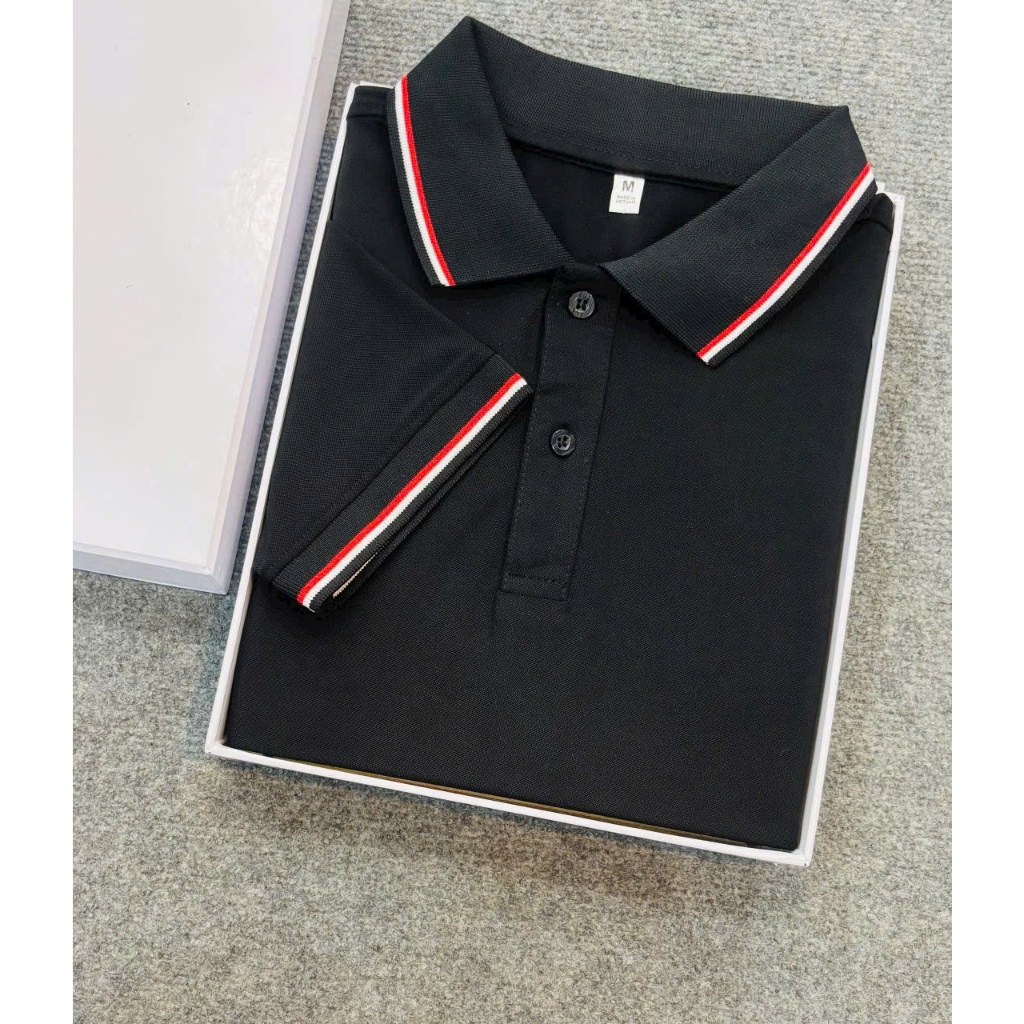 [NHẬN IN THEO YÊU CẦU] Áo polo ĐEN  3 SỌC ĐỎ ĐEN  full size (10kg -115kg) - trendy